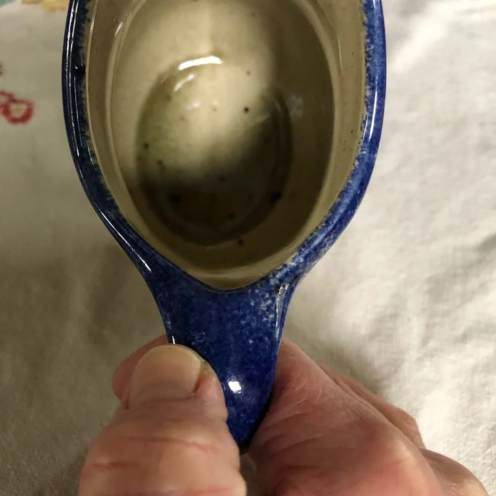 Vintage Small Handpainted Ceramic Pitcher. Blueberries on Cream Background. 5